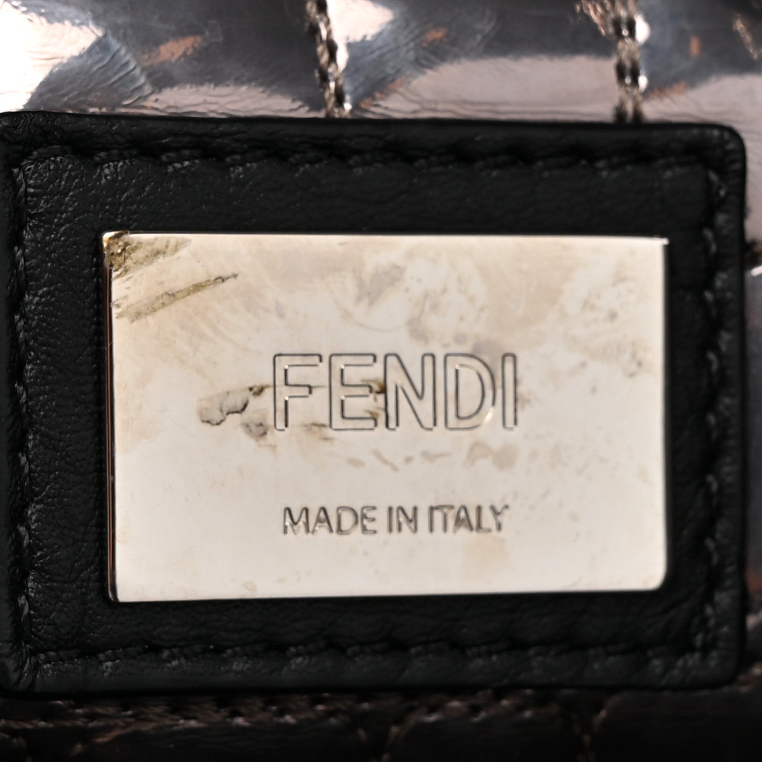 Fendi Vitello Dolce Marmol Patent Crocodile Trapuntata Large Peekaboo Iconic Satchel Black Fumo 7 of 15