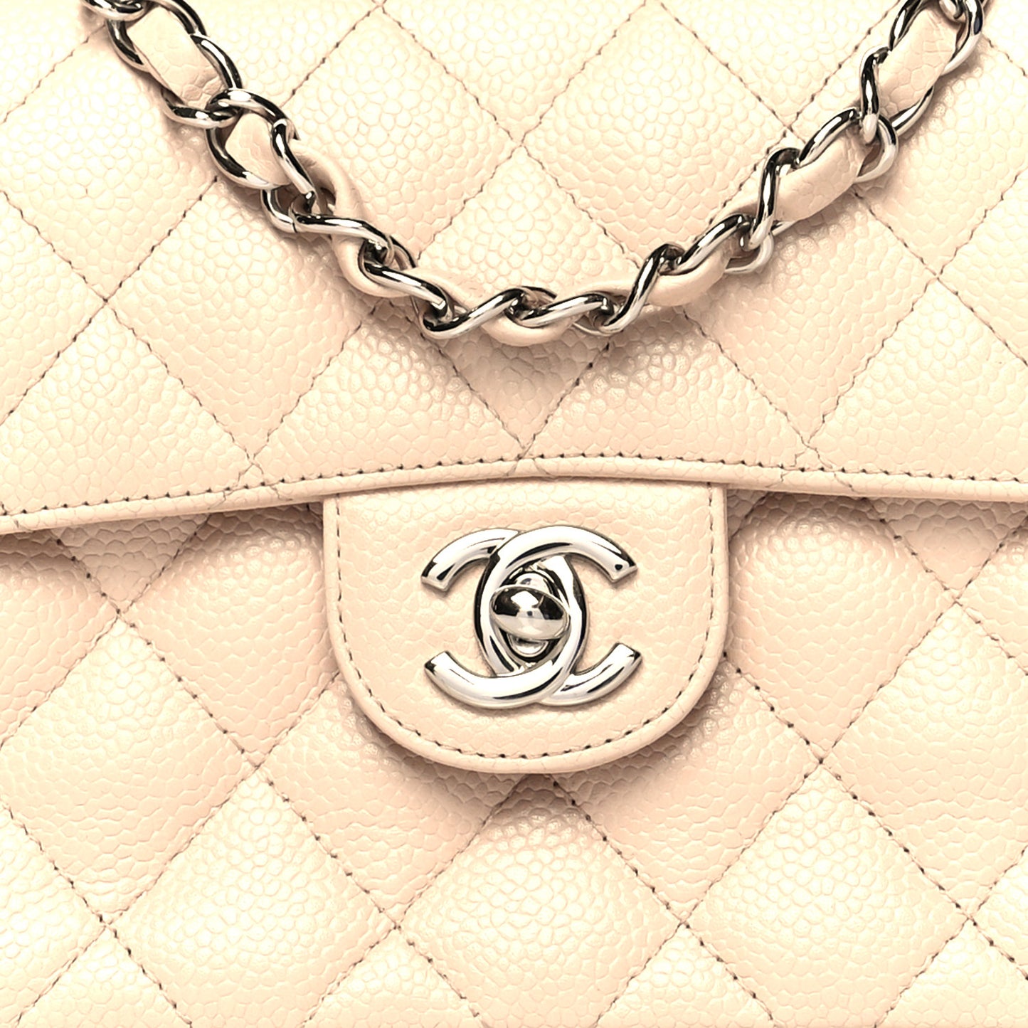 Caviar Quilted Mini Square Flap Light Beige