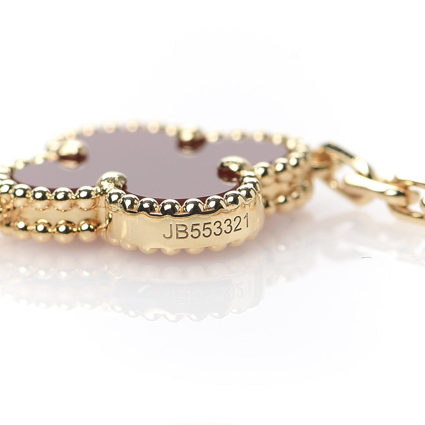 18K Yellow Gold Carnelian 5 Motifs Vintage Alhambra Bracelet