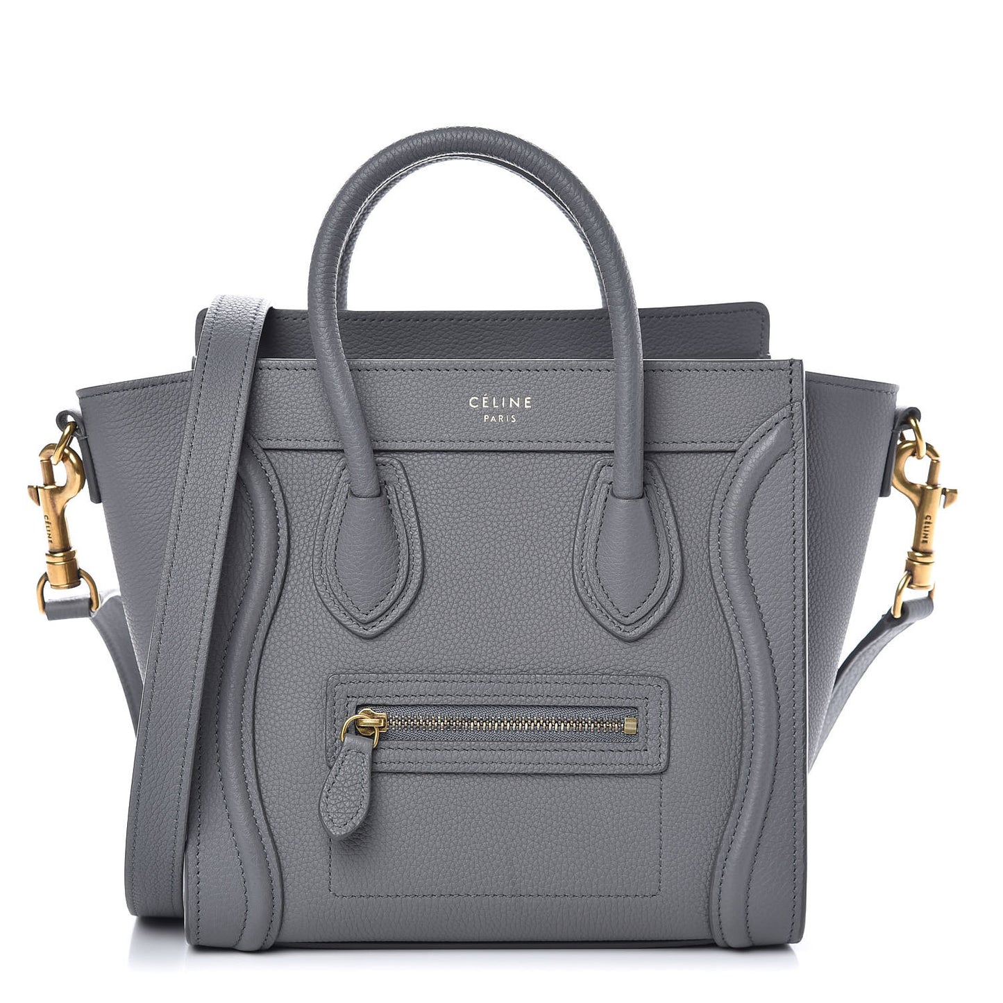 Drummed Calfskin Nano Luggage Kohl