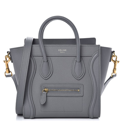 Celine Drummed Calfskin Nano Luggage Kohl 1 of 12