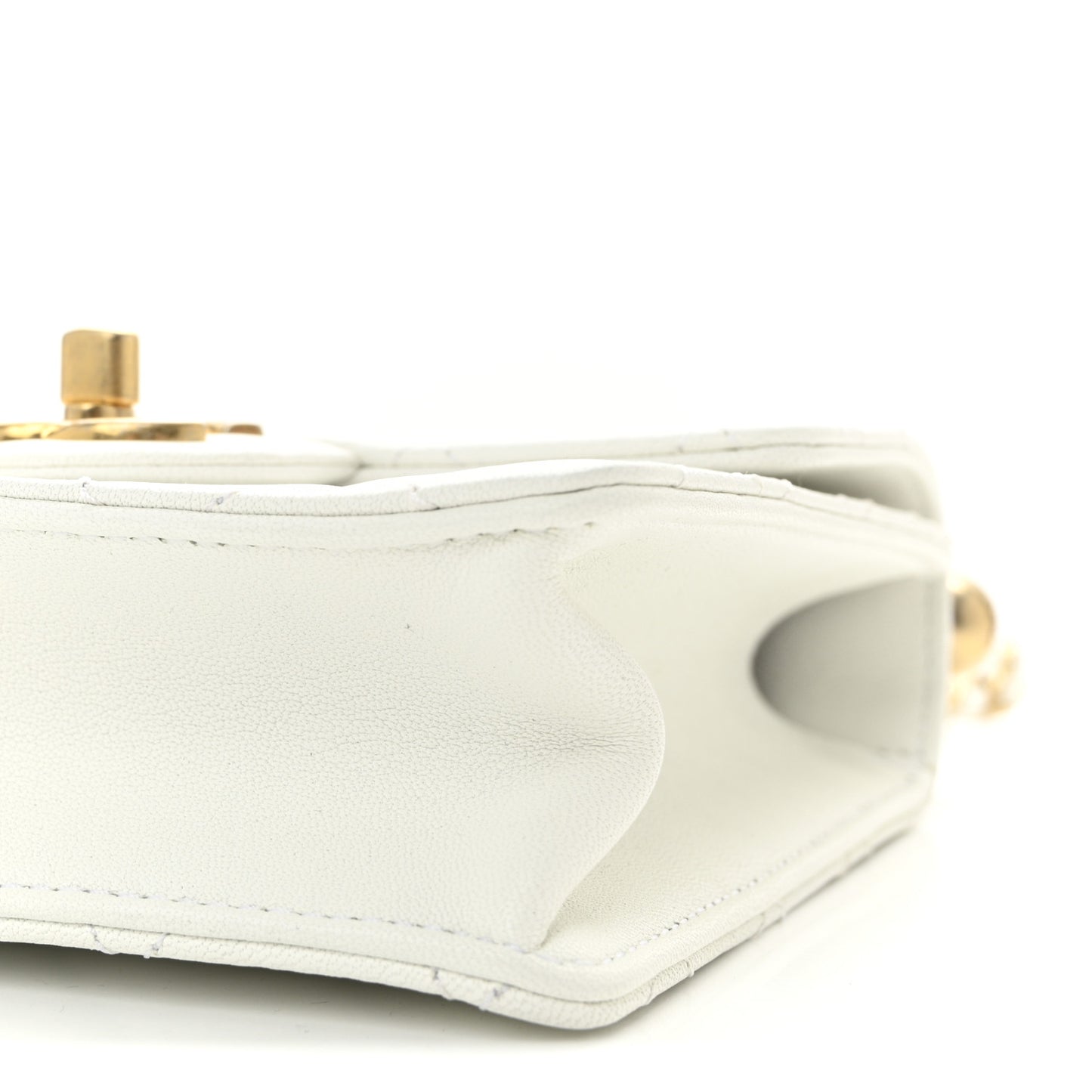Goatskin Quilted Chic Pearls Flap White