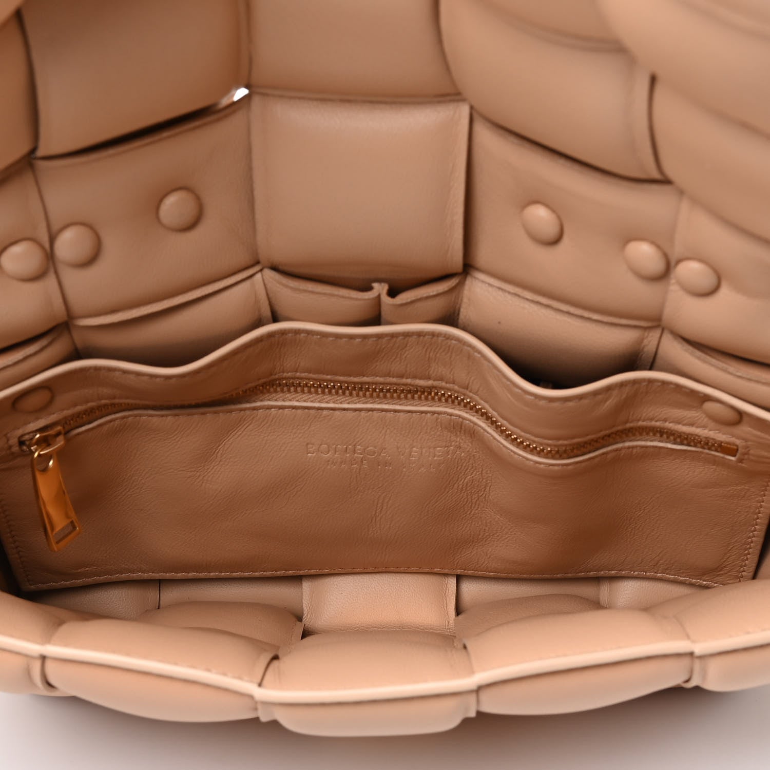 Bottega Veneta Lambskin Maxi Intreccio Padded Chain Cassette Crossbody Bag Almond 3 of 3