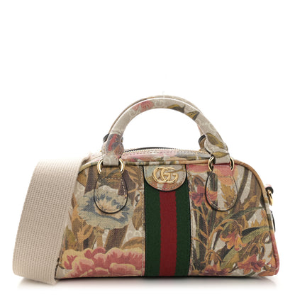 Gucci GG Supreme Monogram Water Flora Web Mini Ophidia Top Handle Bowler Bag Beige White Multicolor 1 of 10