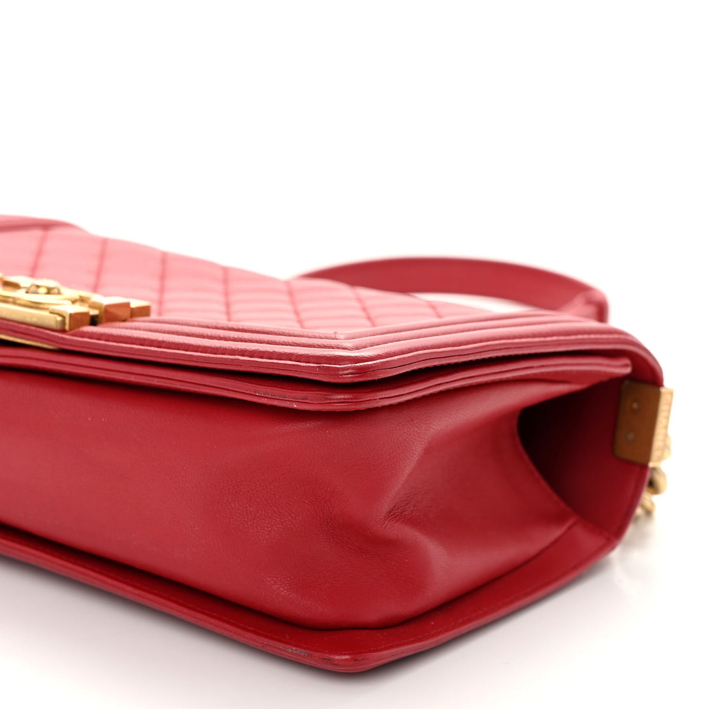 Lambskin Quilted Medium Boy Flap Red