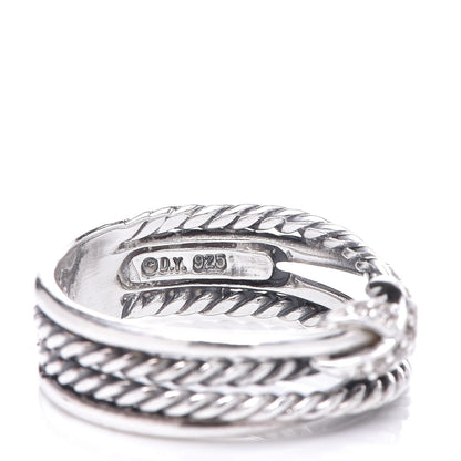 David Yurman Sterling Silver Diamond X Crossover Ring 53 6.5 4 of 4
