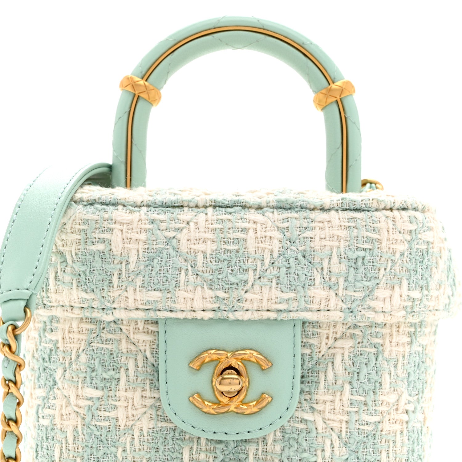 Chanel Tweed Handle Crush Small Vanity Case Light Green 8 of 10
