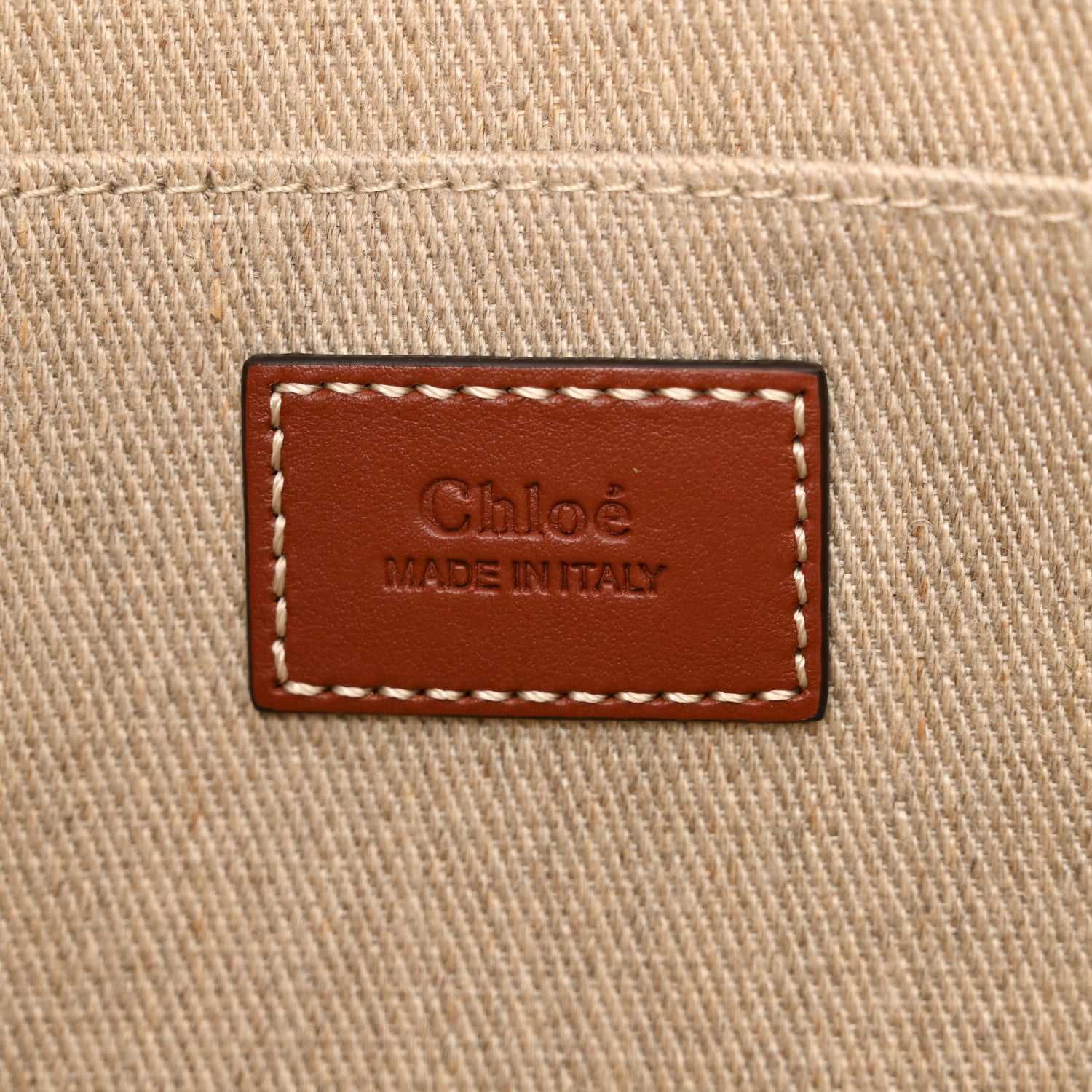 Chloe Cotton Calfskin Medium Woody Ribbon Tote White Brown 7 of 10