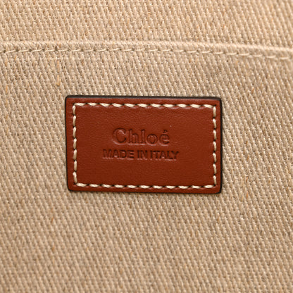 Chloe Cotton Calfskin Medium Woody Ribbon Tote White Brown 7 of 10