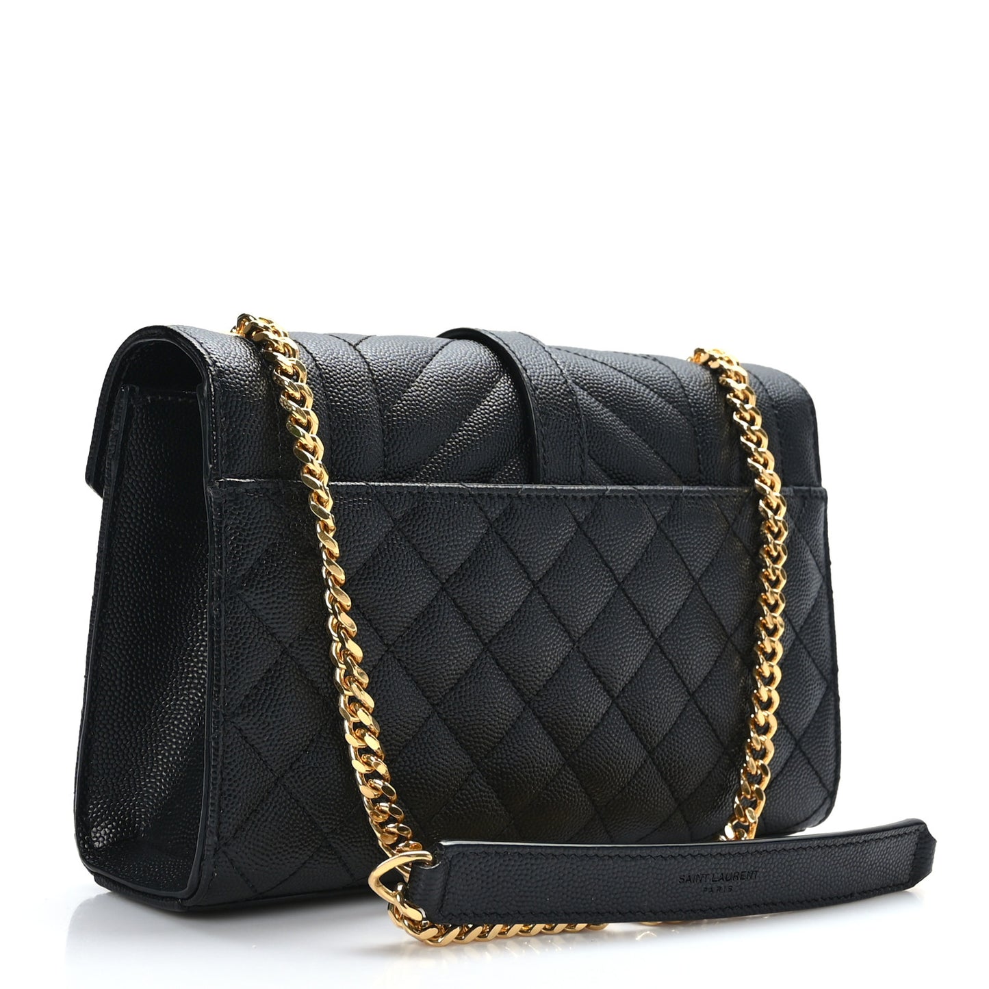 Grain De Poudre Textured Mixed Matelasse Triquilt Small Monogram Satchel Black