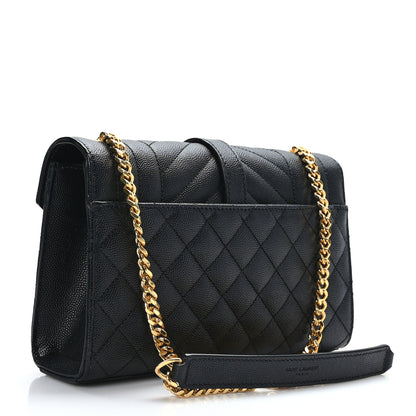 Saint Laurent Grain De Poudre Textured Mixed Matelasse Triquilt Small Monogram Satchel Black 3 of 8