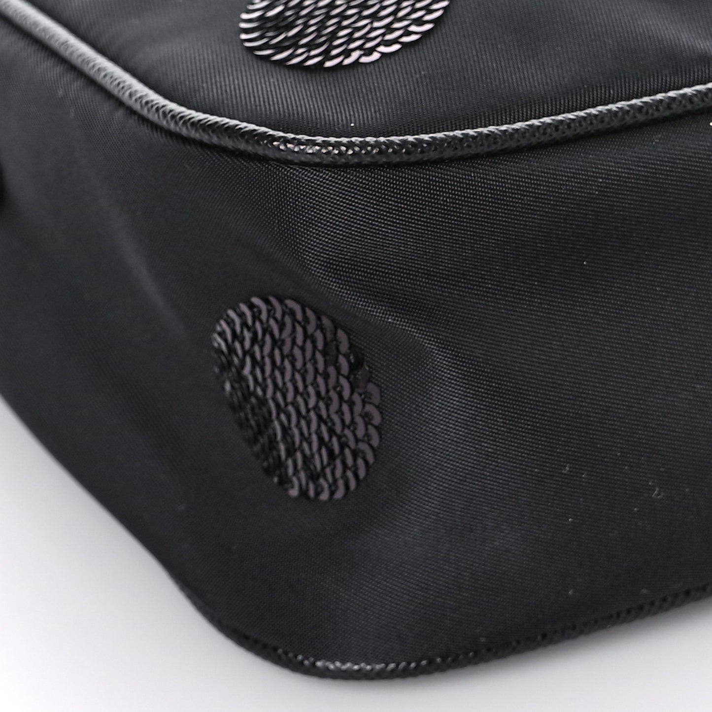 Nylon Sequin Embellished Polka Dot Re-Edition 2005 Shoulder Bag Black