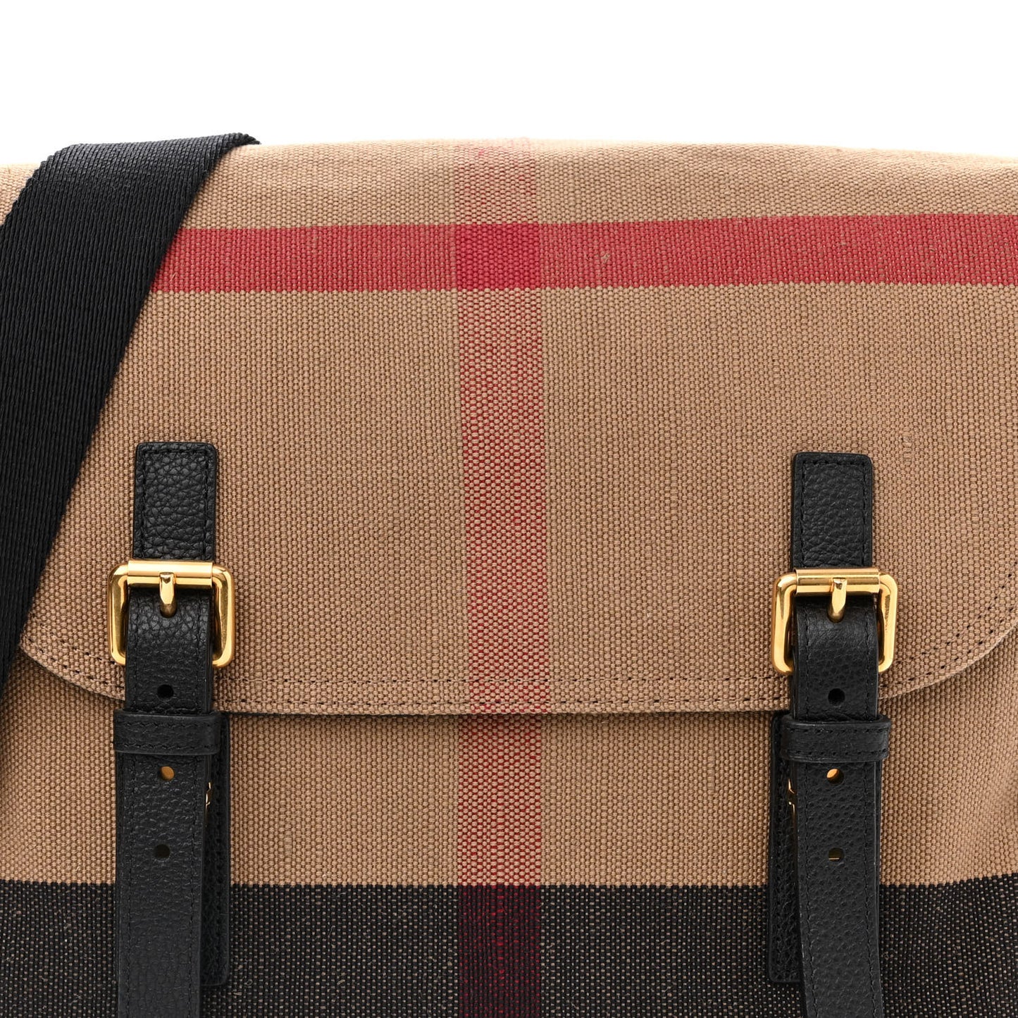 Canvas Mega Check Small Baildon Messenger Bag Black