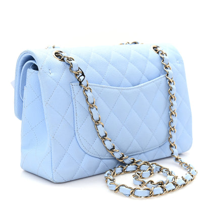 Chanel Caviar Quilted Small Double Flap Light Blue 3 of 10
