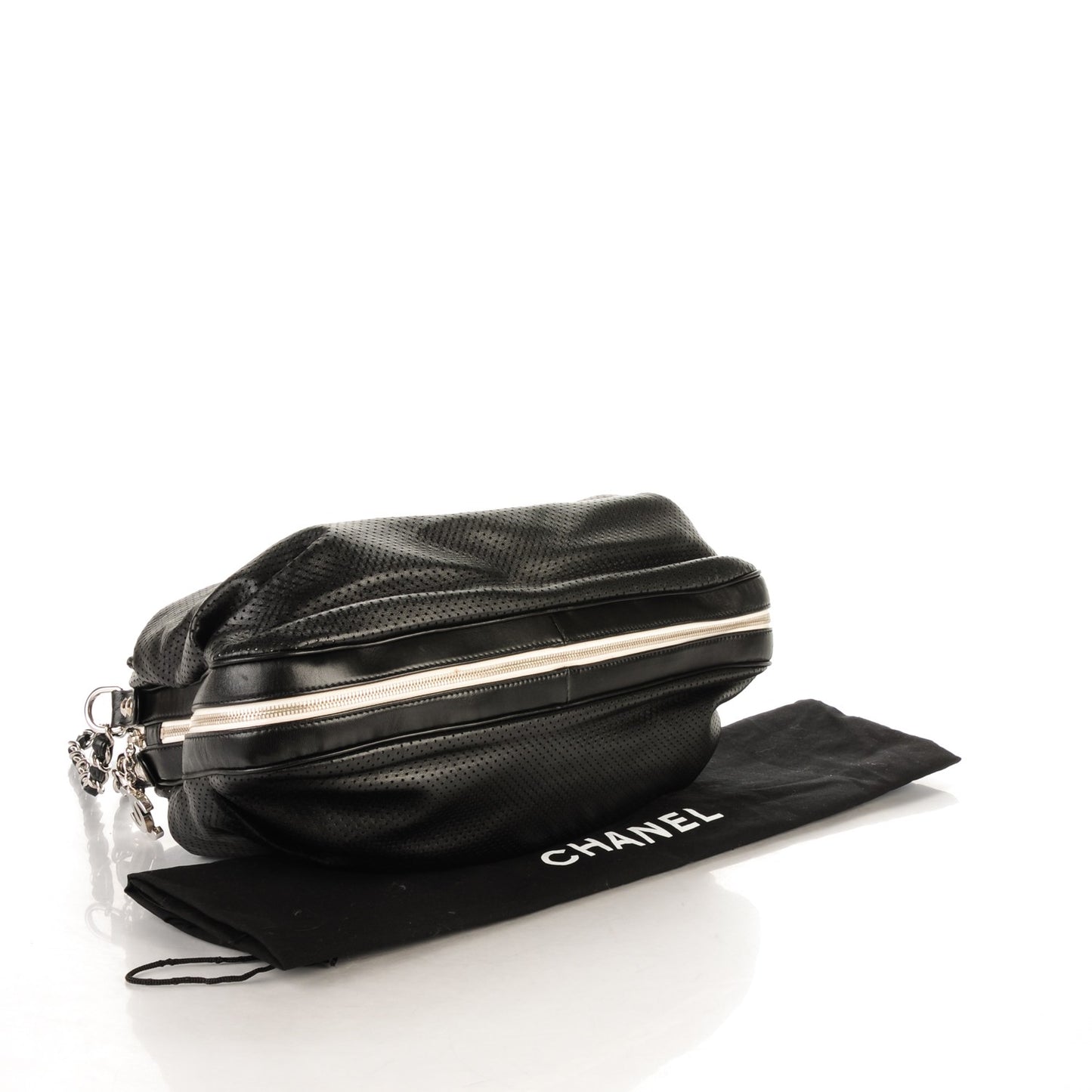 Lambskin Perforated Baseball Spirit Ligne Bag Black