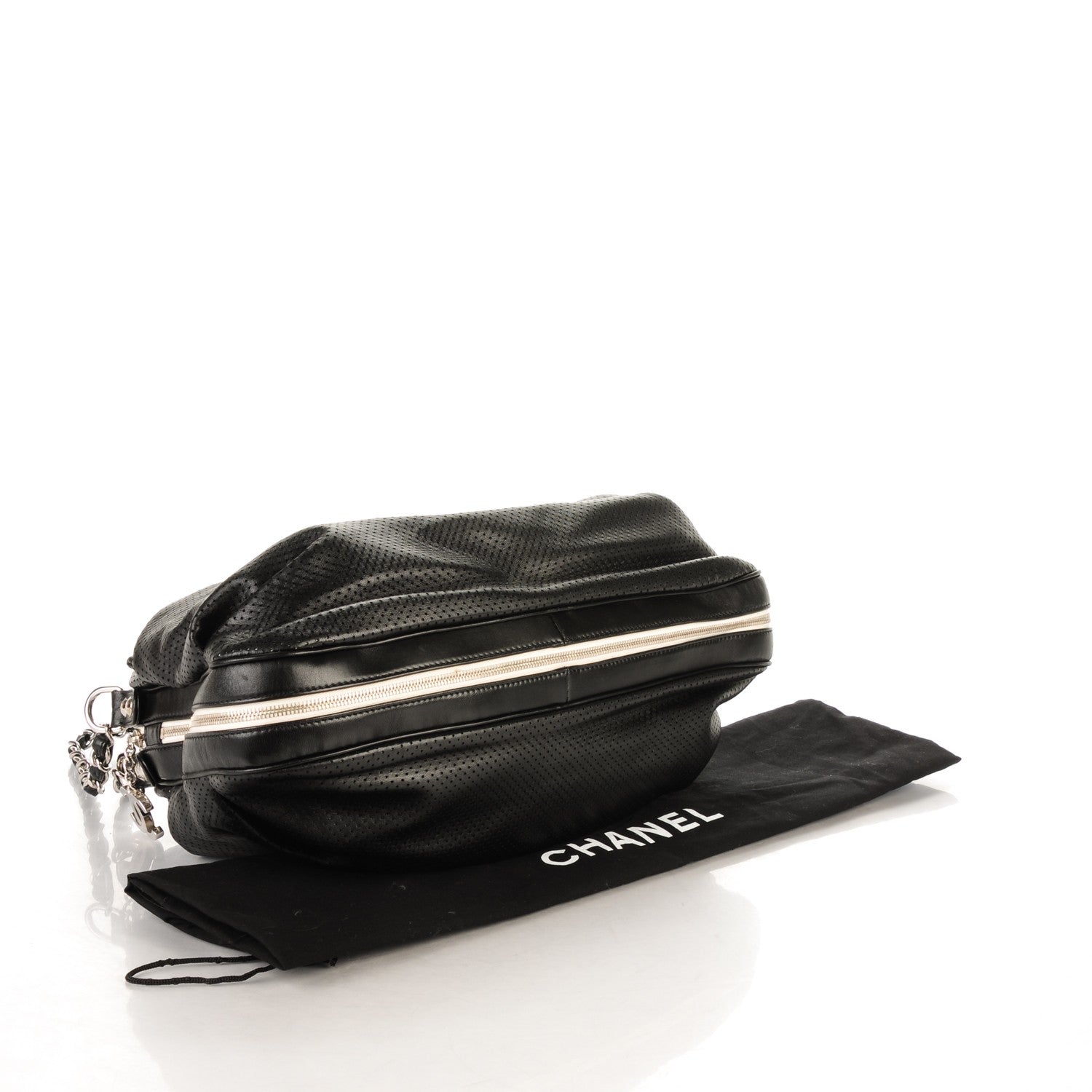Chanel Lambskin Perforated Baseball Spirit Ligne Bag Black 4 of 9