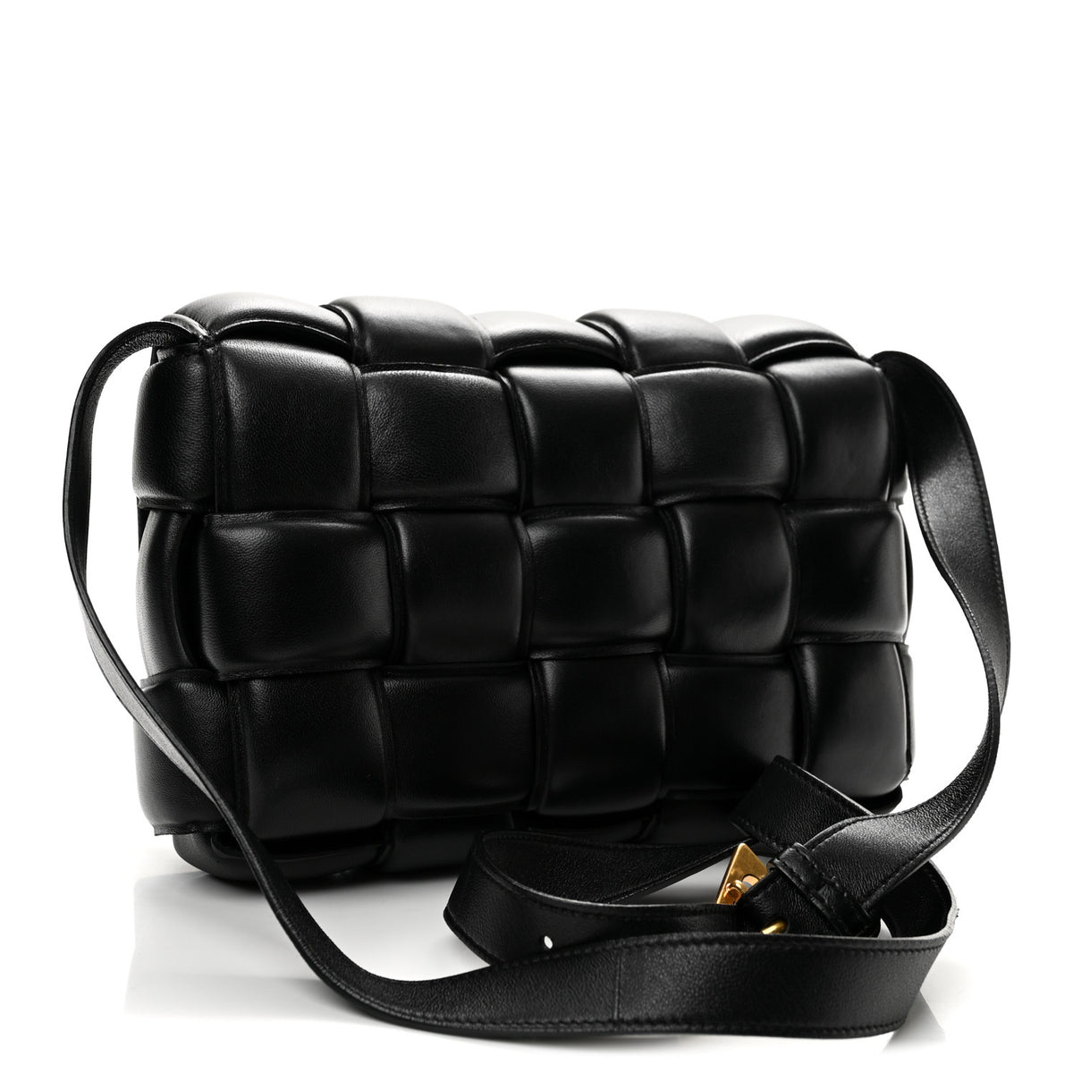 Nappa Maxi Intreccio Padded Cassette Crossbody Bag Black