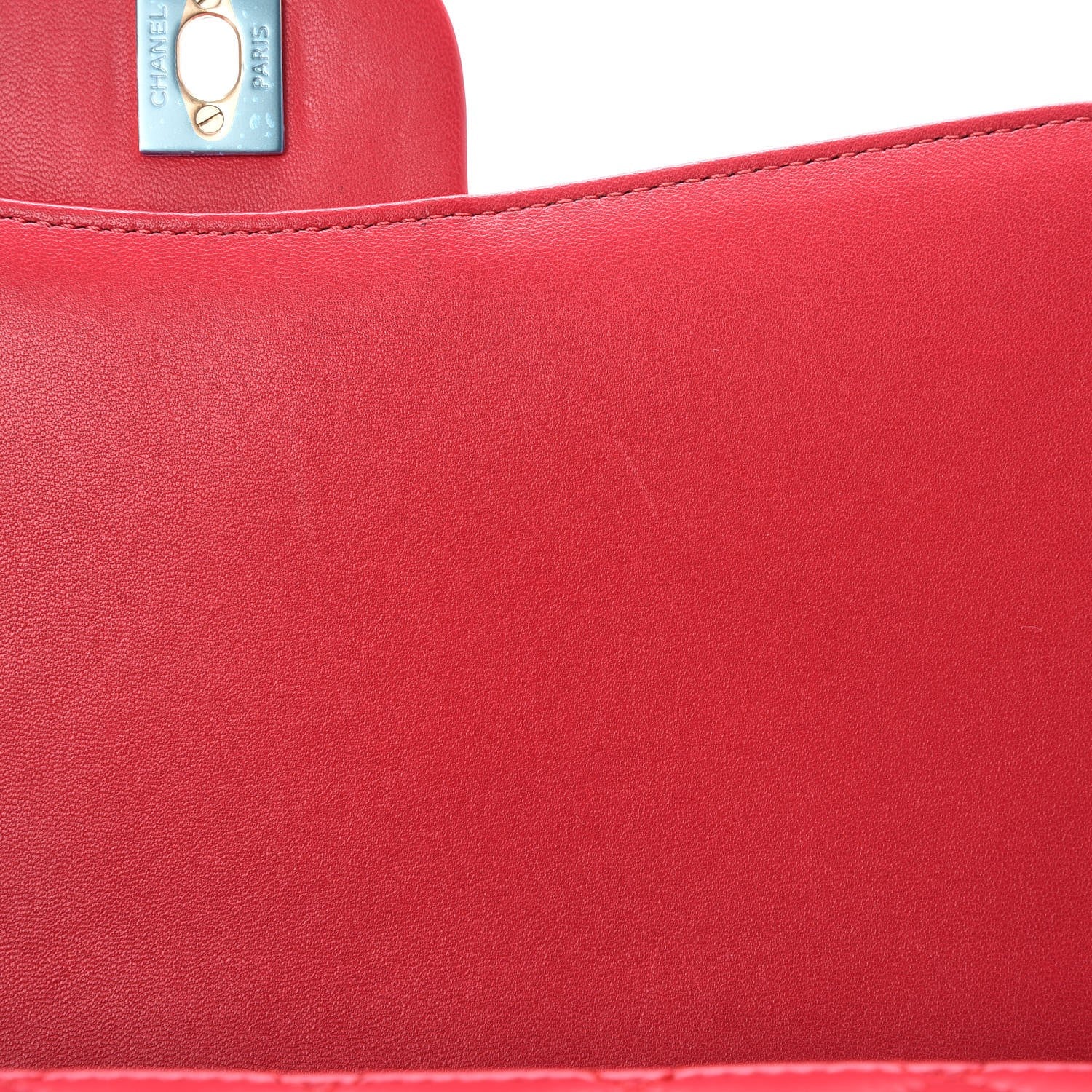 Chanel Lambskin Quilted Jumbo Mademoiselle Chic Flap Red 9 of 10
