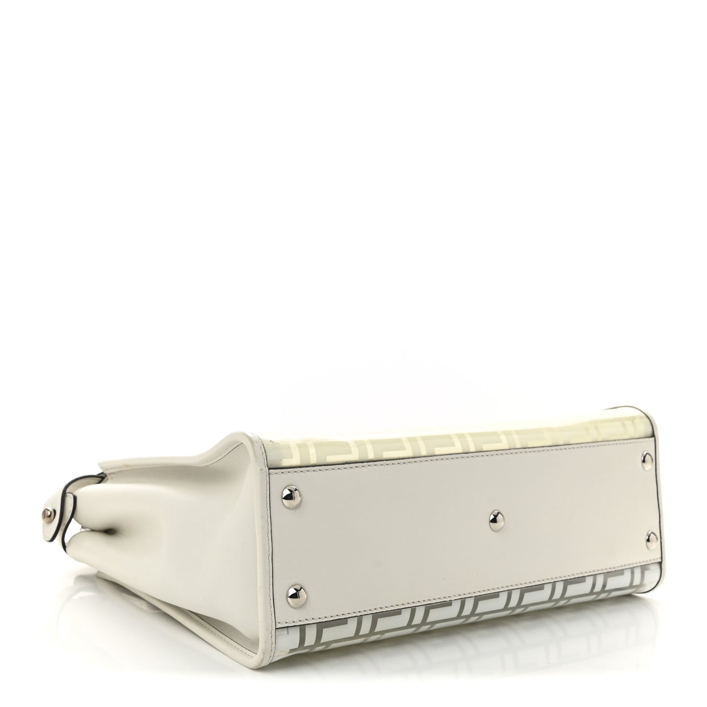 PVC Glass Vitello Seta Shiny Nappa Plexiglass FF Medium Peekaboo Iconic Satchel White Ice
