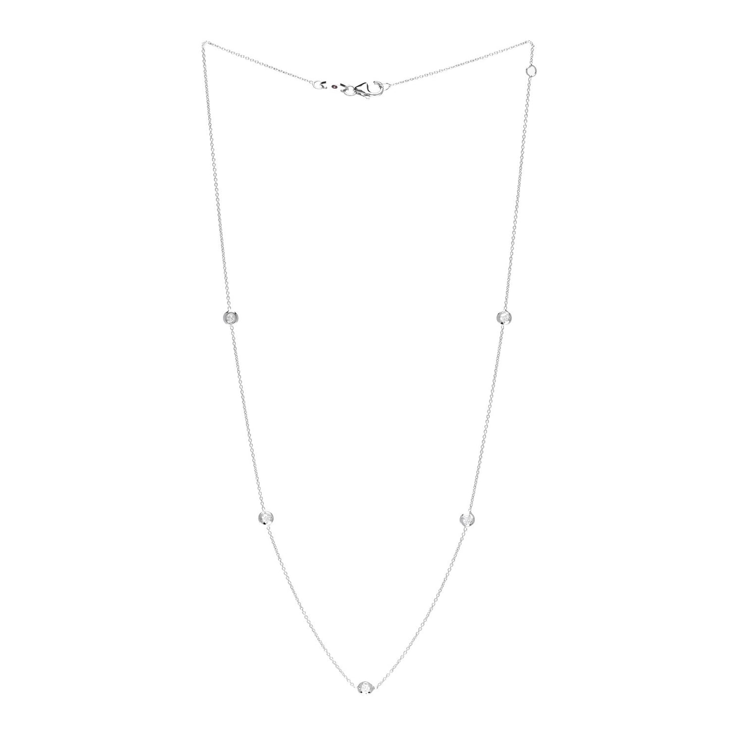 18K White Gold Diamond .23ctw Diamonds by the Inch Five Station Necklace