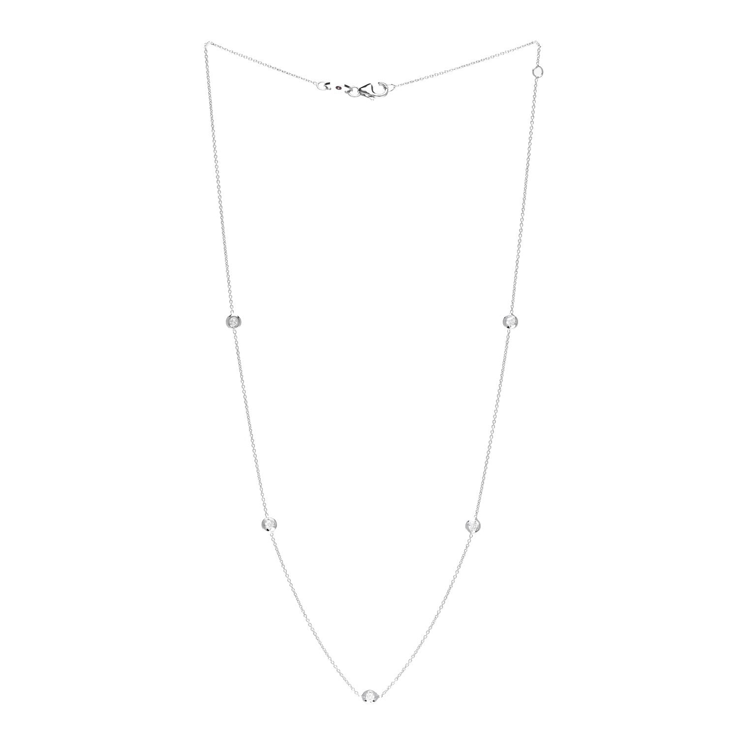 Roberto Coin 18K White Gold Diamond .23ctw Diamonds by the Inch Five Station Necklace 3 of 6
