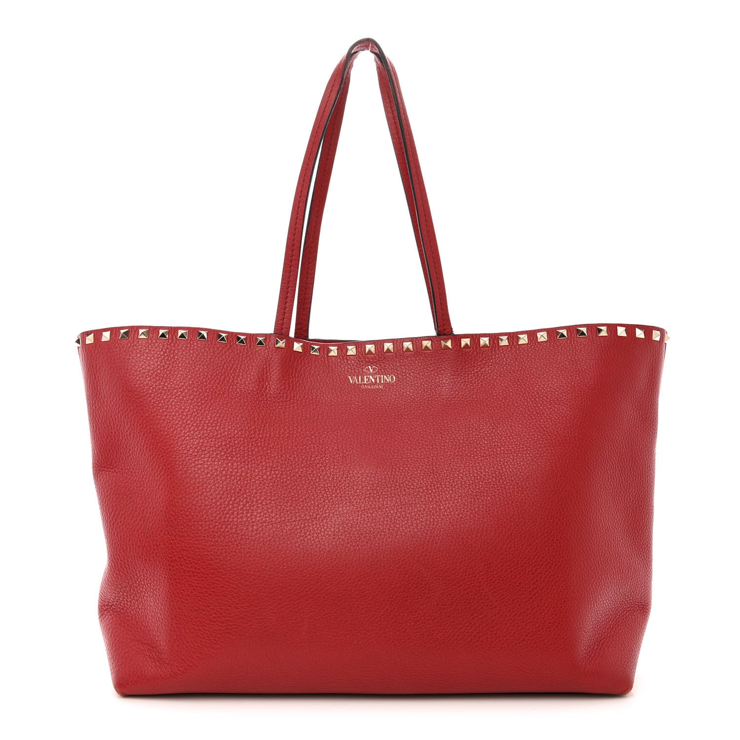 Valentino Garavani Grained Calfskin Rockstud Shoulder Tote Rosso Valentino 1 of 22