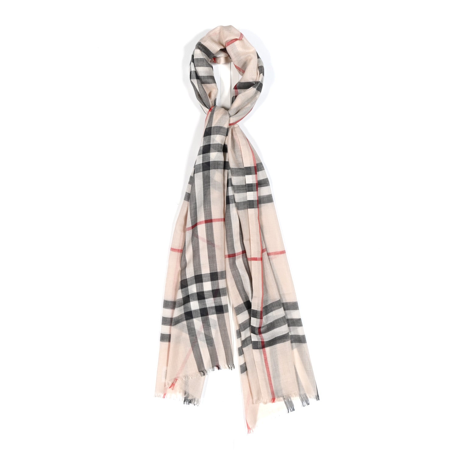 Burberry Wool Silk Gauze Giant Check Lightweight Scarf Stone 1 of 5