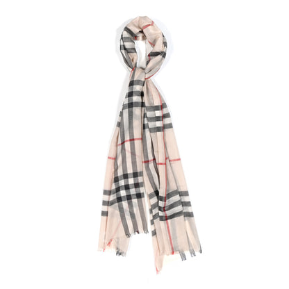 Burberry Wool Silk Gauze Giant Check Lightweight Scarf Stone 1 of 5