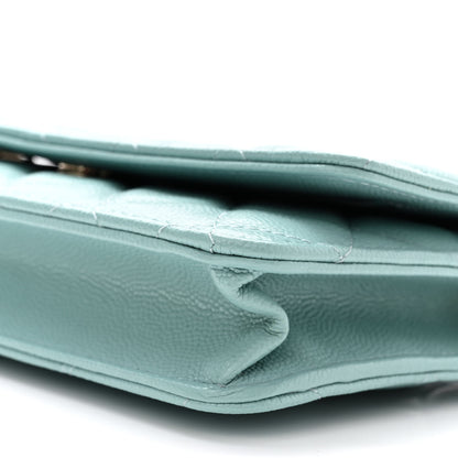 Chanel Caviar Quilted Wallet On Chain WOC Light Blue 10 of 11