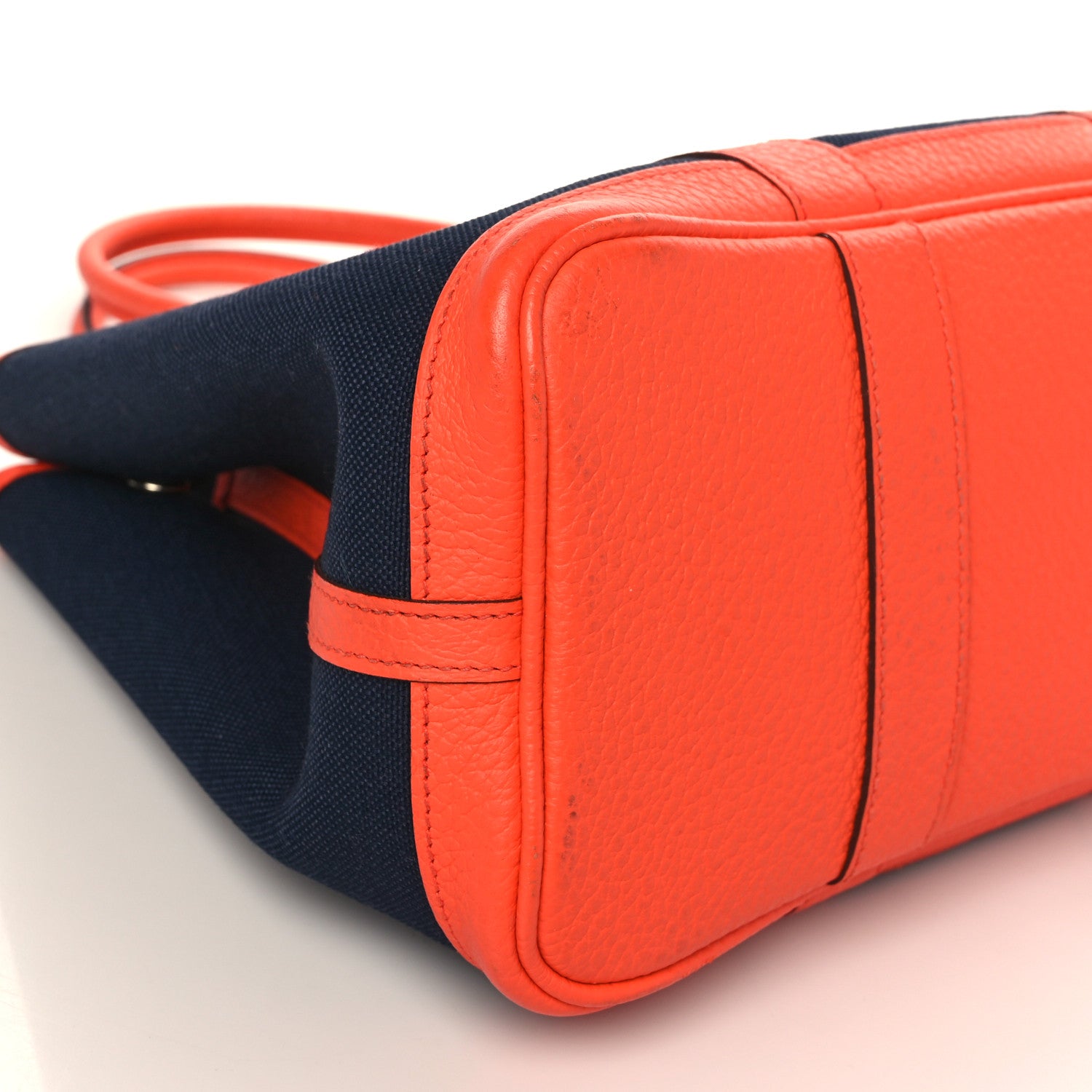 Hermes Military Toile Vache Country Garden Party Tote 30 TPM Bleu Marine Orange Poppy 7 of 9
