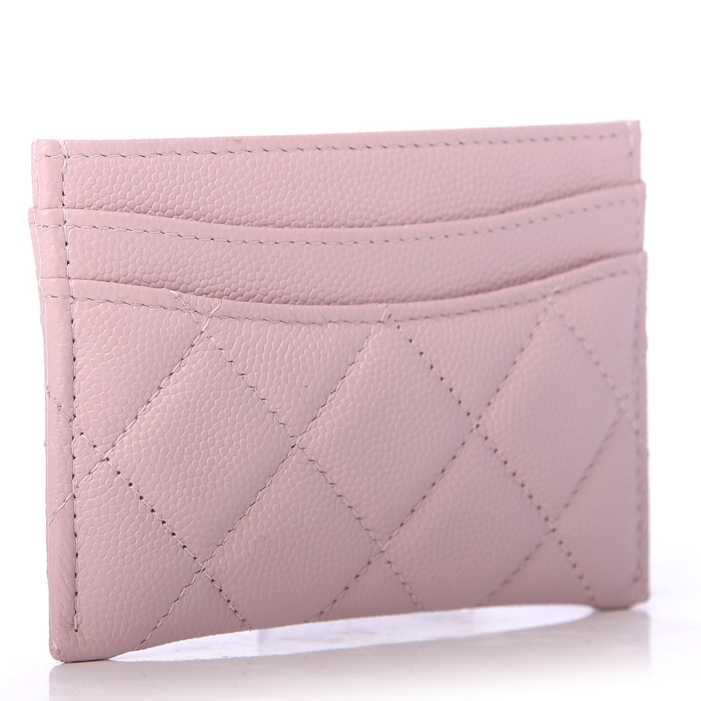 Caviar Quilted Card Holder Light Pink