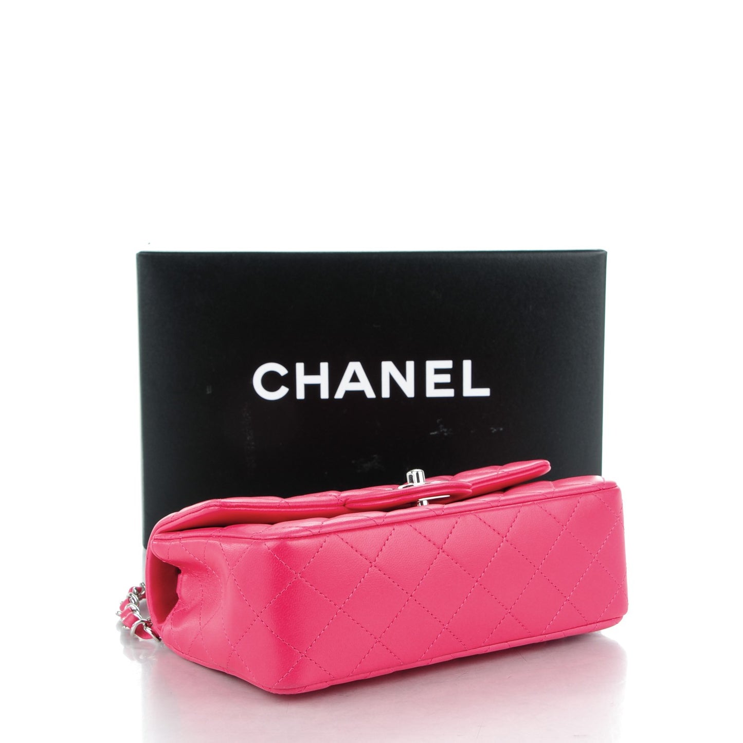 Lambskin Quilted Mini Rectangular Flap Dark Pink