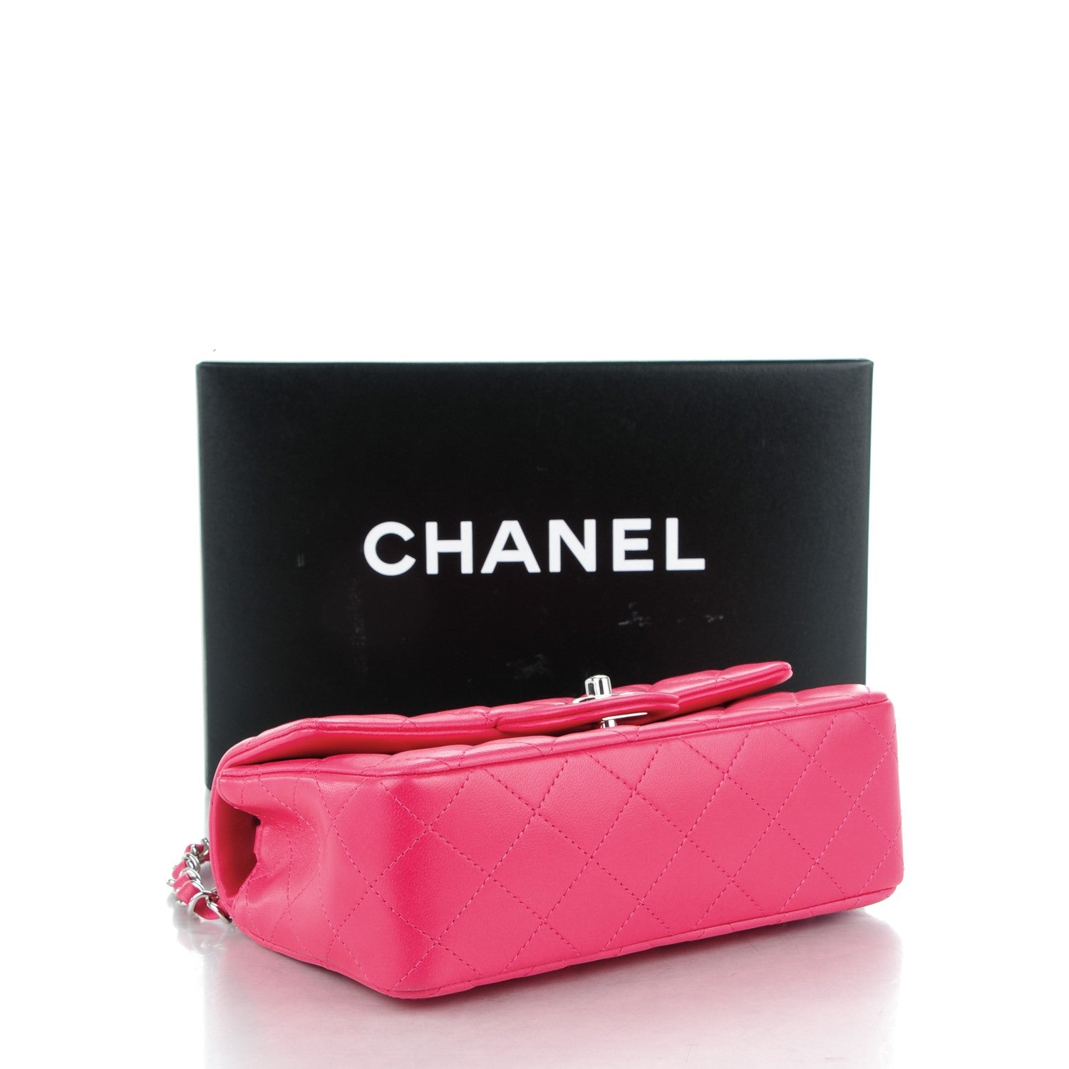 Chanel Lambskin Quilted Mini Rectangular Flap Dark Pink 4 of 8