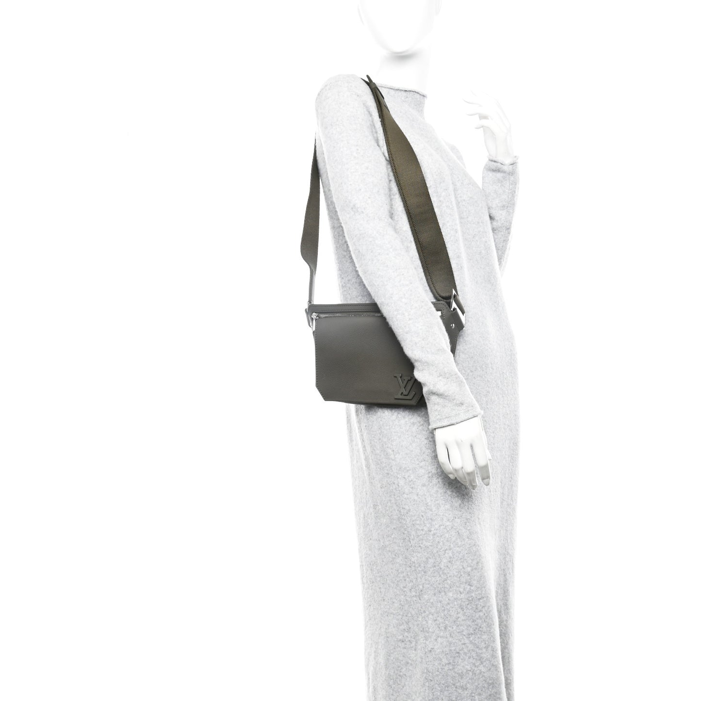 Grained Calfskin Aerogram Slingbag Khaki