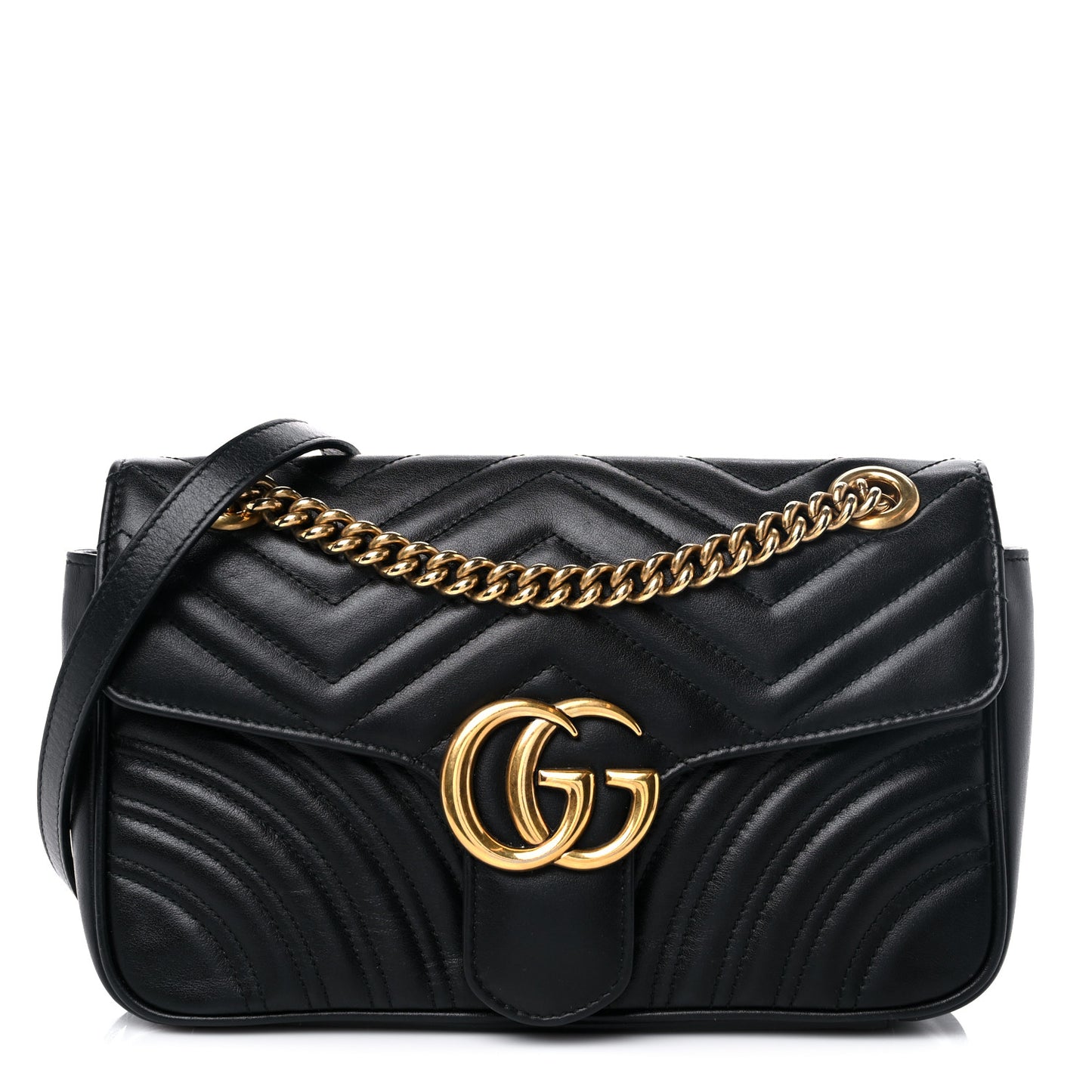 Calfskin Matelasse Small GG Marmont Shoulder Bag Black