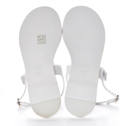 Chanel Lambskin CC Thong Sandals 39 White 5 of 9