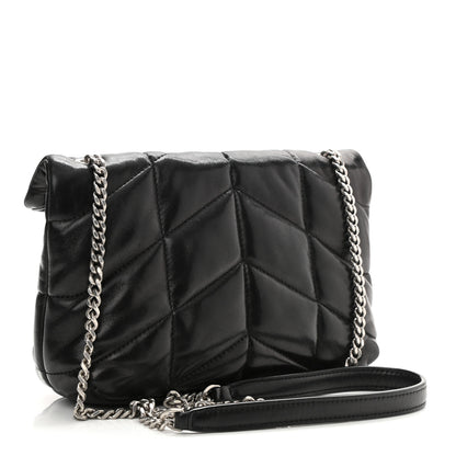 Saint Laurent Lambskin Quilted Toy Loulou Puffer Monogram Chain Satchel Black 3 of 10