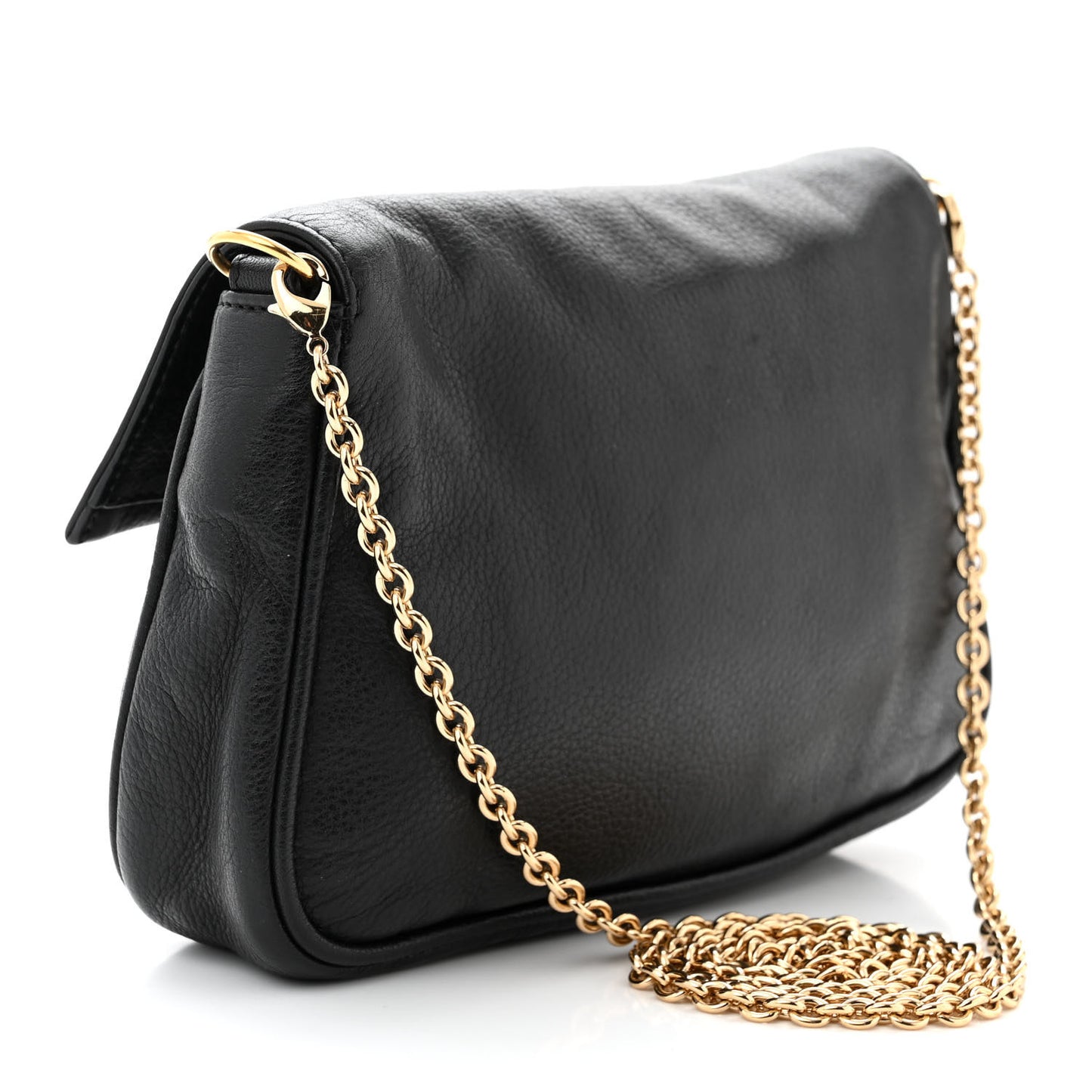 Vitello Flamingo Fendista Pouchette Crossbody Black