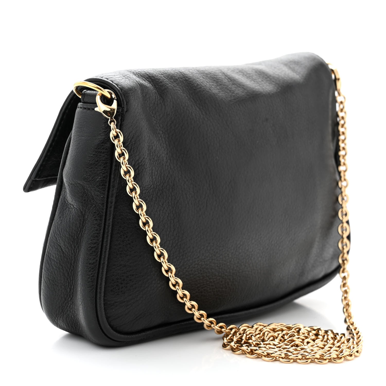 Fendi Vitello Flamingo Fendista Pouchette Crossbody Black 3 of 12