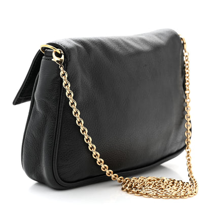 Fendi Vitello Flamingo Fendista Pouchette Crossbody Black 3 of 12