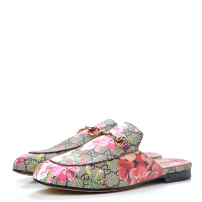 Gucci GG Supreme Monogram Blooms Womens Princetown Slippers 37 Beige Multicolor Dry Rose 3 of 8