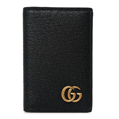 Gucci Calfskin Boar Effect GG Marmont Card Case Black 1 of 8