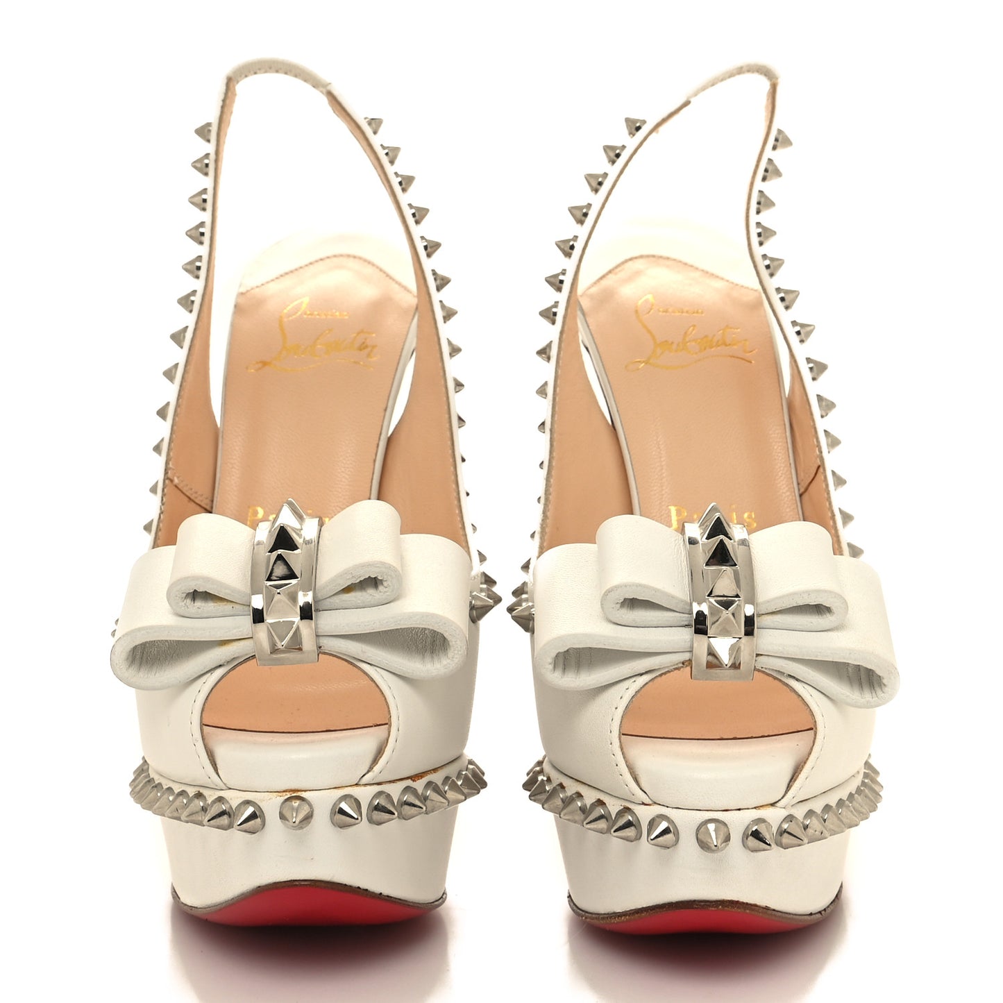 Calfskin Lady Clou Spikes VIP 150 Pumps 35 White