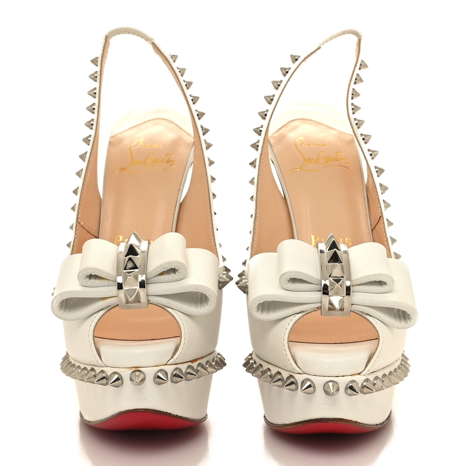 Christian Louboutin Calfskin Lady Clou Spikes VIP 150 Pumps 35 White 2 of 9
