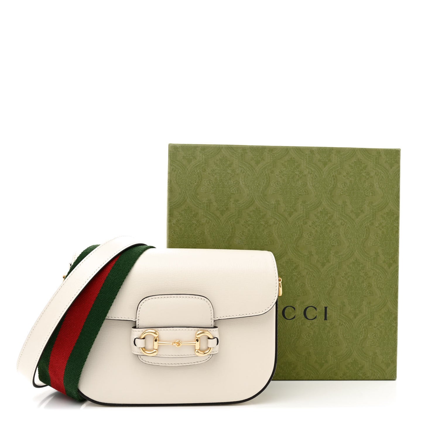 Azalea Calfskin Web Mini Horsebit 1955 Shoulder Bag Mystic White