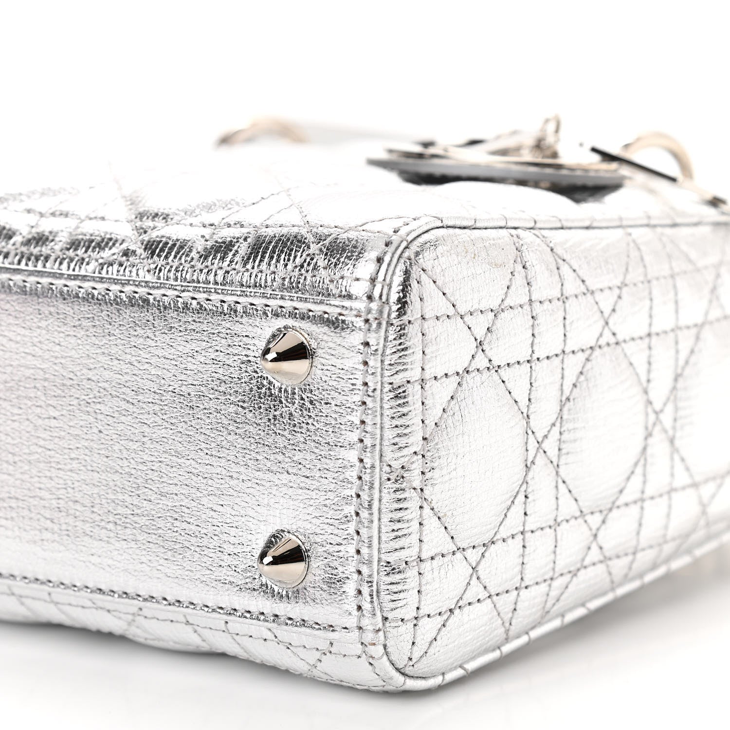 Christian Dior Metallic Grained Calfskin Cannage Small Lucky Badges My Lady Dior Silver 10 of 13