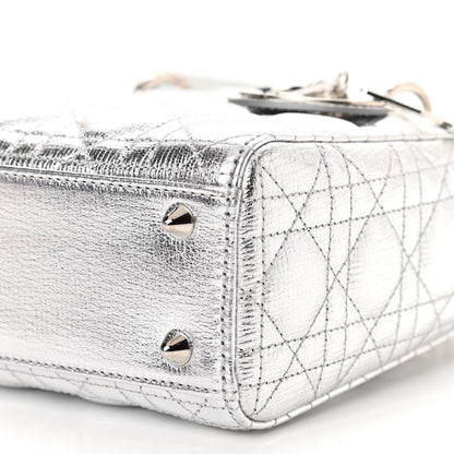 Christian Dior Metallic Grained Calfskin Cannage Small Lucky Badges My Lady Dior Silver 10 of 13