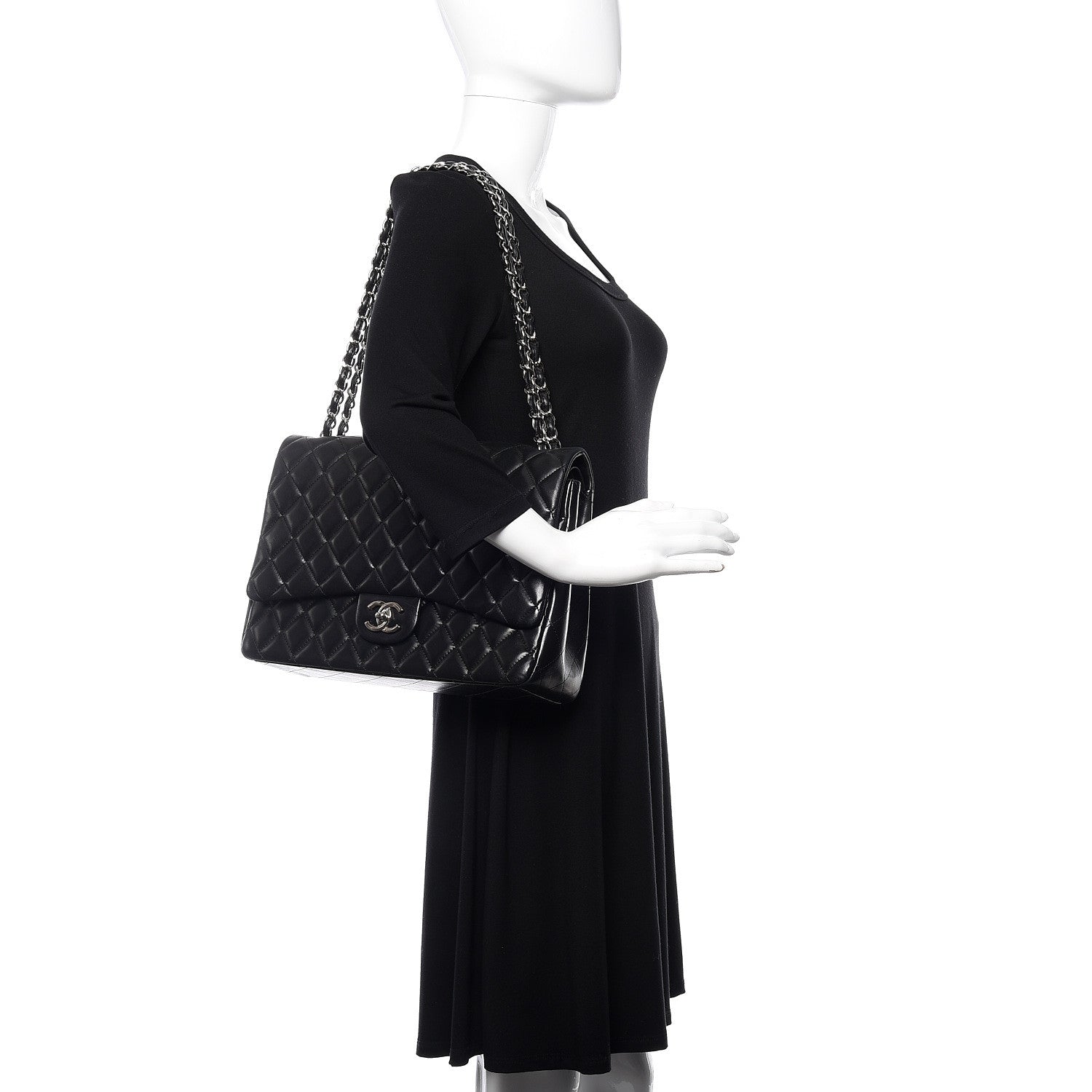 Chanel Lambskin Quilted Maxi Double Flap Black 1 of 15