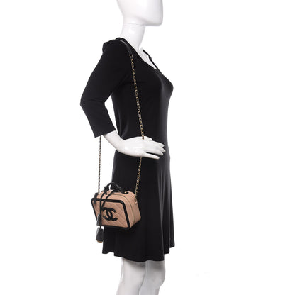 Chanel Caviar Quilted Small CC Filigree Vanity Case Beige Black 2 of 10