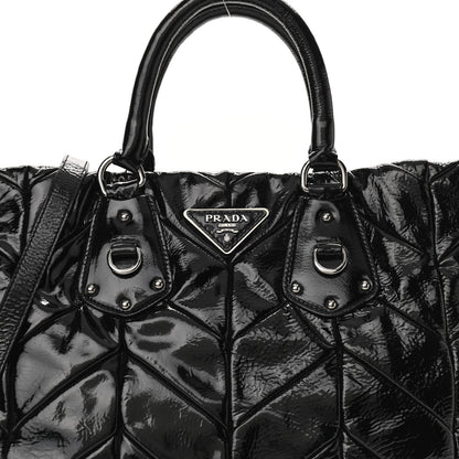 Prada Vernice Chevron Tote Black 7 of 9